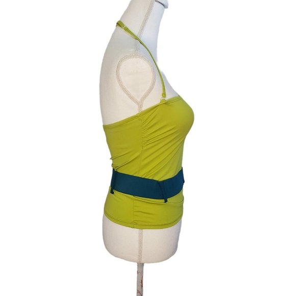 Y2K Lime Green Belted Swimsuit‎ Top Halter Removable Strap NWT Sz Small - Picture 4 of 10